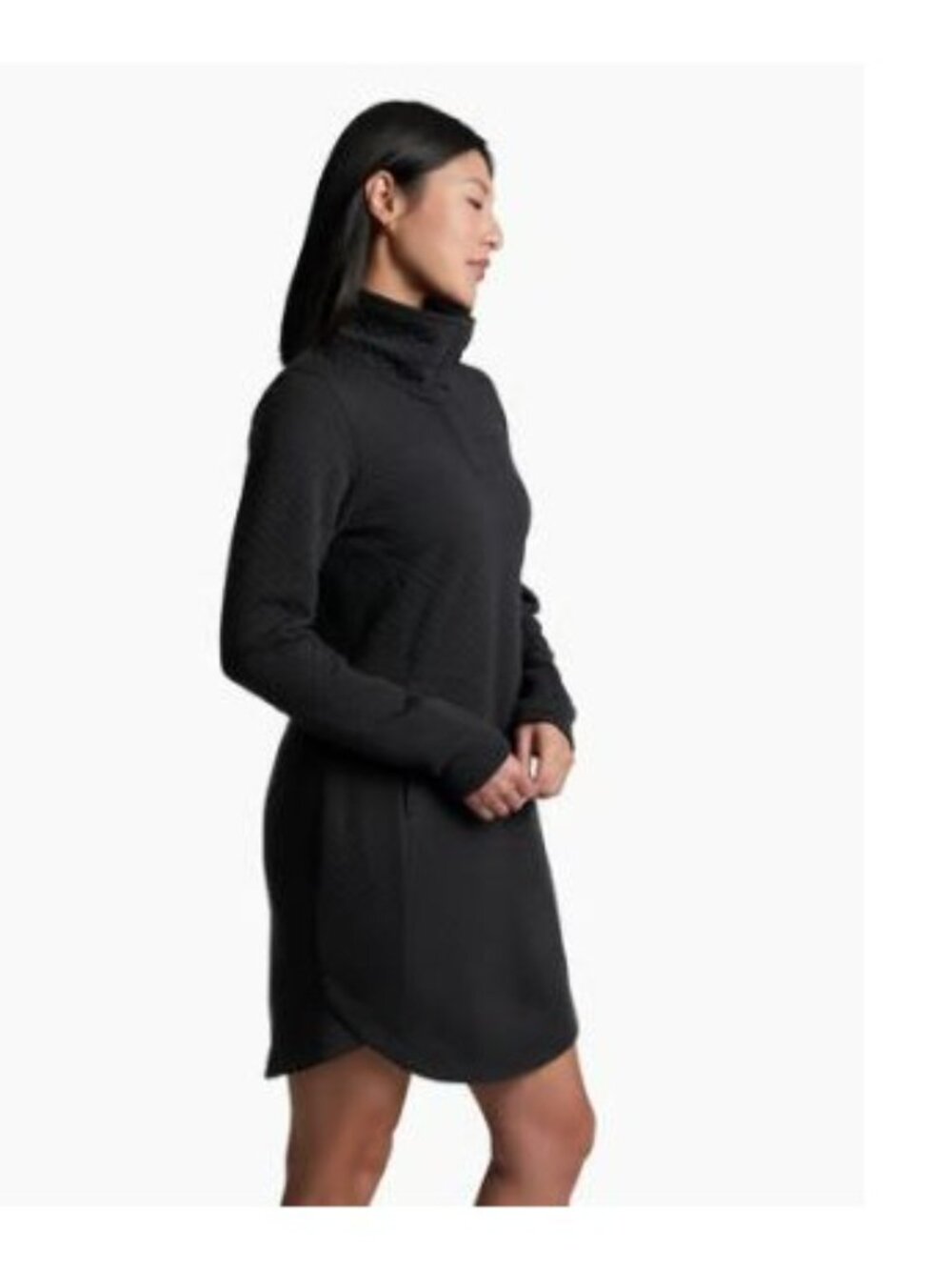 Kuhl Size M Argenta Merino Wool Blend Long Sleeve Sweatshirt Dress Gray Quilted - Picture 2 of 12